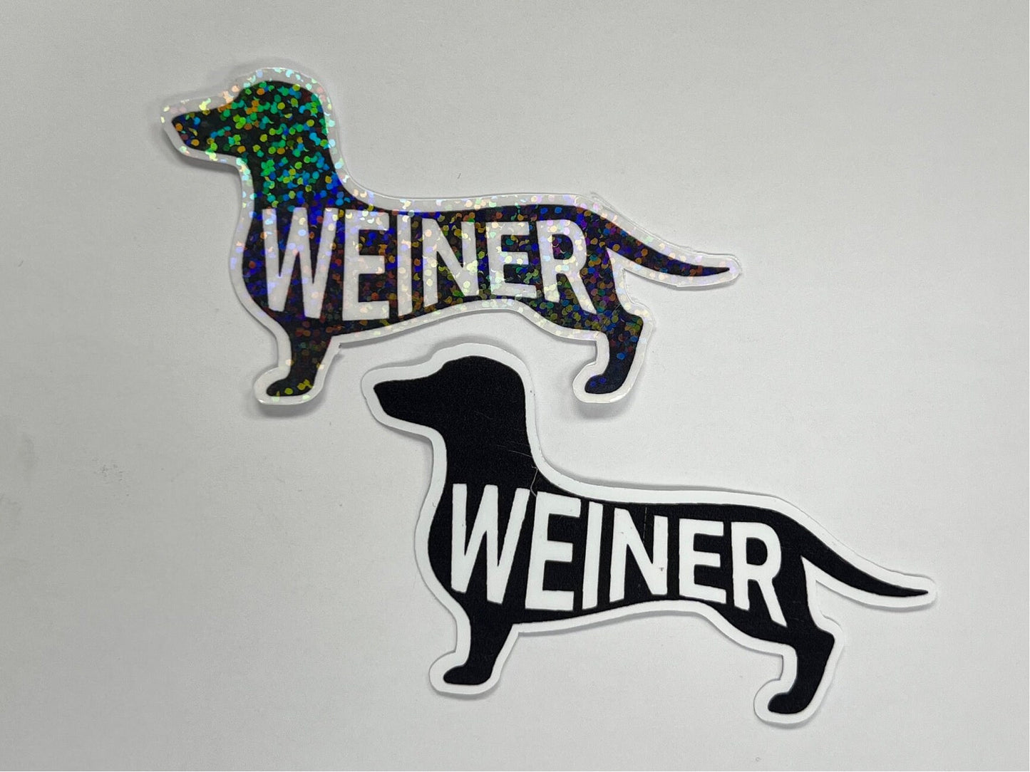 Weiner sticker, Weiner dog sticker, dachshund sticker, Waterproof sticker, laptop sticker, hotdog sticker, holographic sticker, easy peel